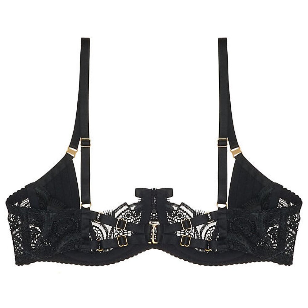 Bordelle Nami Guipure Open Ouvert Wire Bra Black lace 24k gold M Medium